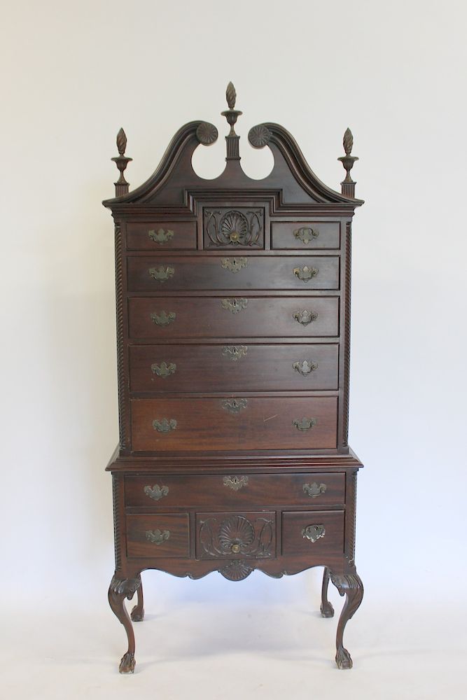 Appraisal: Chippendale Style Carved Mahogany Highboy From a Rye NY estate