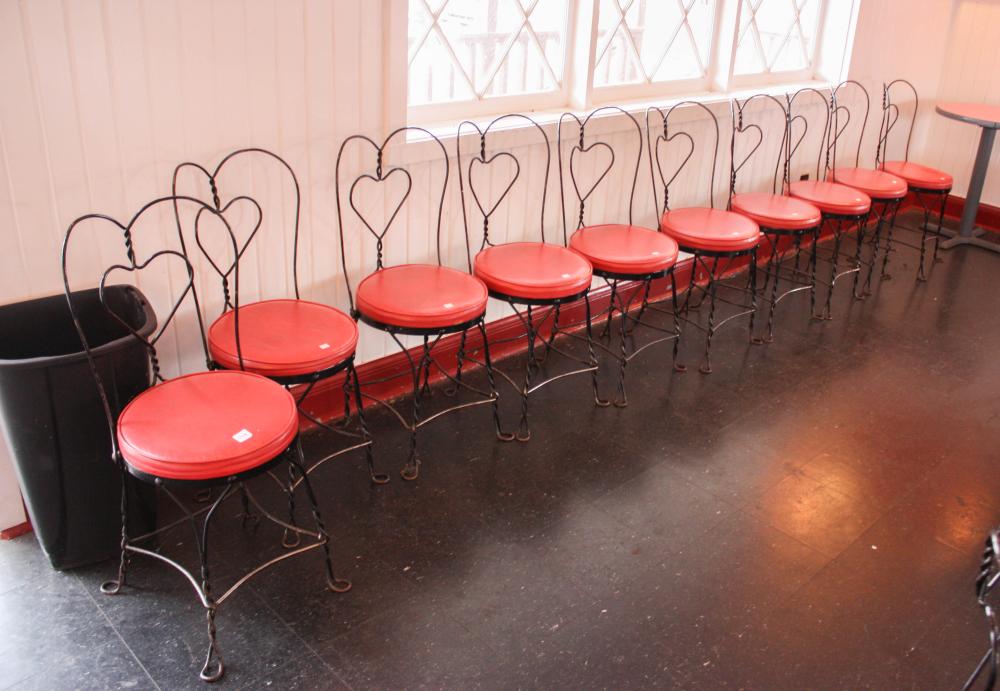 Appraisal: SET OF TEN ICE CREAM PARLOR CHAIRS twist wire construction