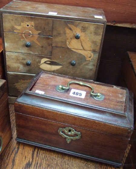 Appraisal: A George III mahogany rectangular tea caddy cm wide and