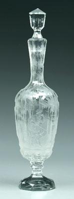 Appraisal: Intaglio cut clear glass decanter of octagonal section woodland scene