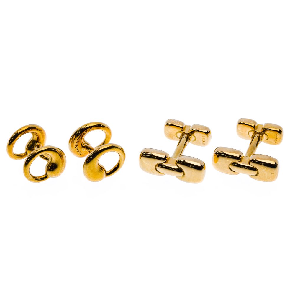 Appraisal: TIFFANY CO K YELLOW GOLD CUFFLINK SETS pairs including a