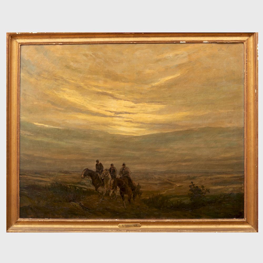 Appraisal: Attributed to Gustave Flasschoen - Riders in a Stormy Vale