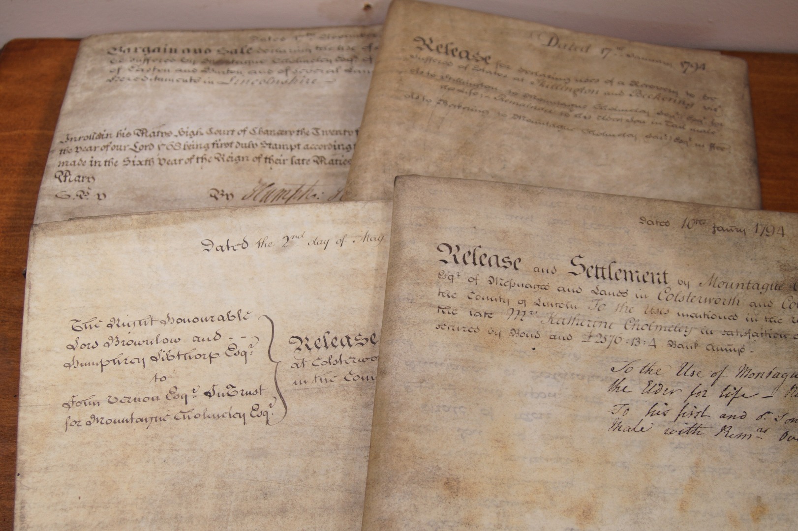 Appraisal: Cholmondeley Estates in Lincolnshire A collection of thC legal documents