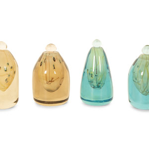 Appraisal: Four Studio Glass Perfume Bottles by Robert William Bartlett Mid-