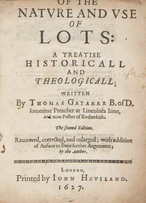 Appraisal: Gambling - Gataker Thomas Of the Nature and Use of