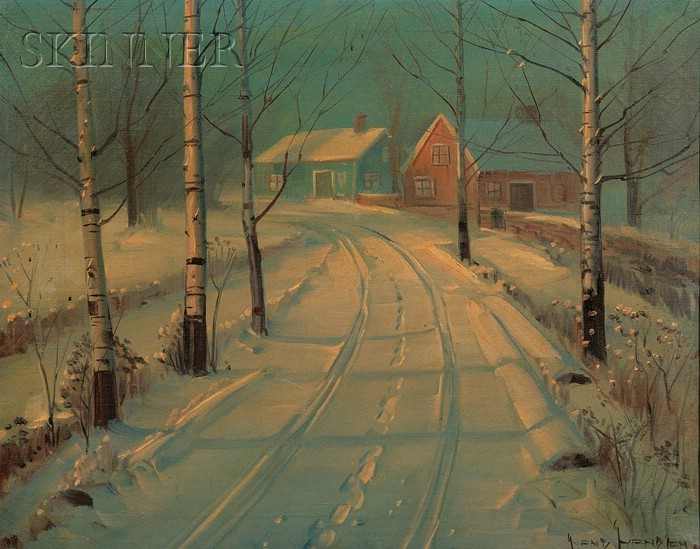 Appraisal: Svend Rasmussen Svendsen Norwegian American - Country Road in Winter