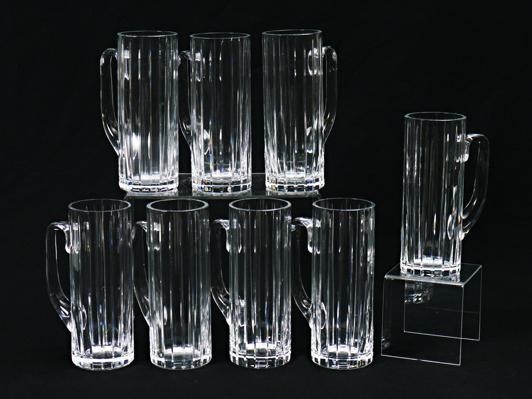 Appraisal: BACCARAT CRYSTAL PATTERN HARMONIE BEER STEINS Each marked with Baccarat