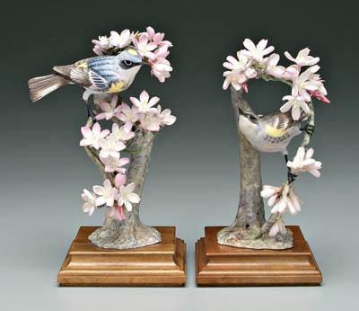 Appraisal: Two Doughty bird figurines myrtle warblers with original wood bases