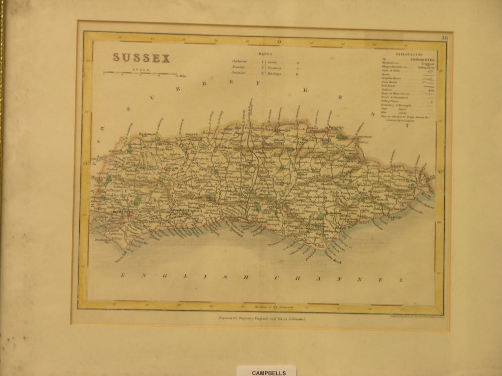 Appraisal: Various prints to include a map of Sussex pair of