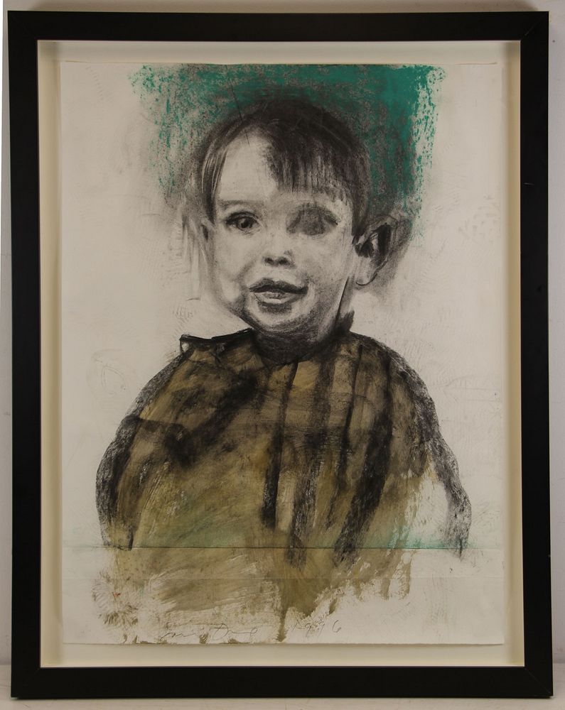 Appraisal: JIM DINE AMERICAN b Mixed Media on Paper Portrait of