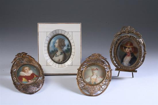 Appraisal: FOUR CONTINENTAL PORTRAIT MINIATURES OF LADIES th century One of