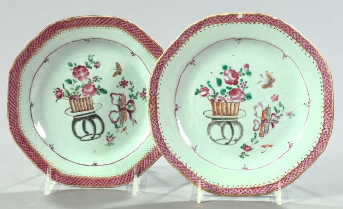 Appraisal: Pair of Chinese Export Famille Rose Porcelain Tea Plates fourth