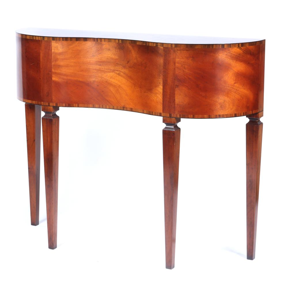 Appraisal: YORKSHIRE HOUSE SERPENTINE CONSOLE ENTRY TABLE WITH MAHOGANY VENEERS H