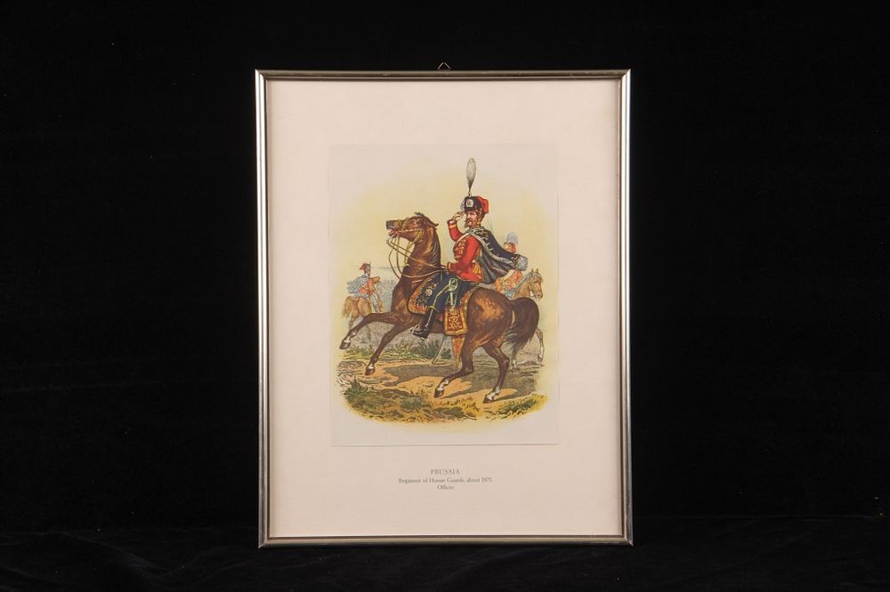 Appraisal: Prussia Regiment of Hussar Guards Framed Litho For your consideration