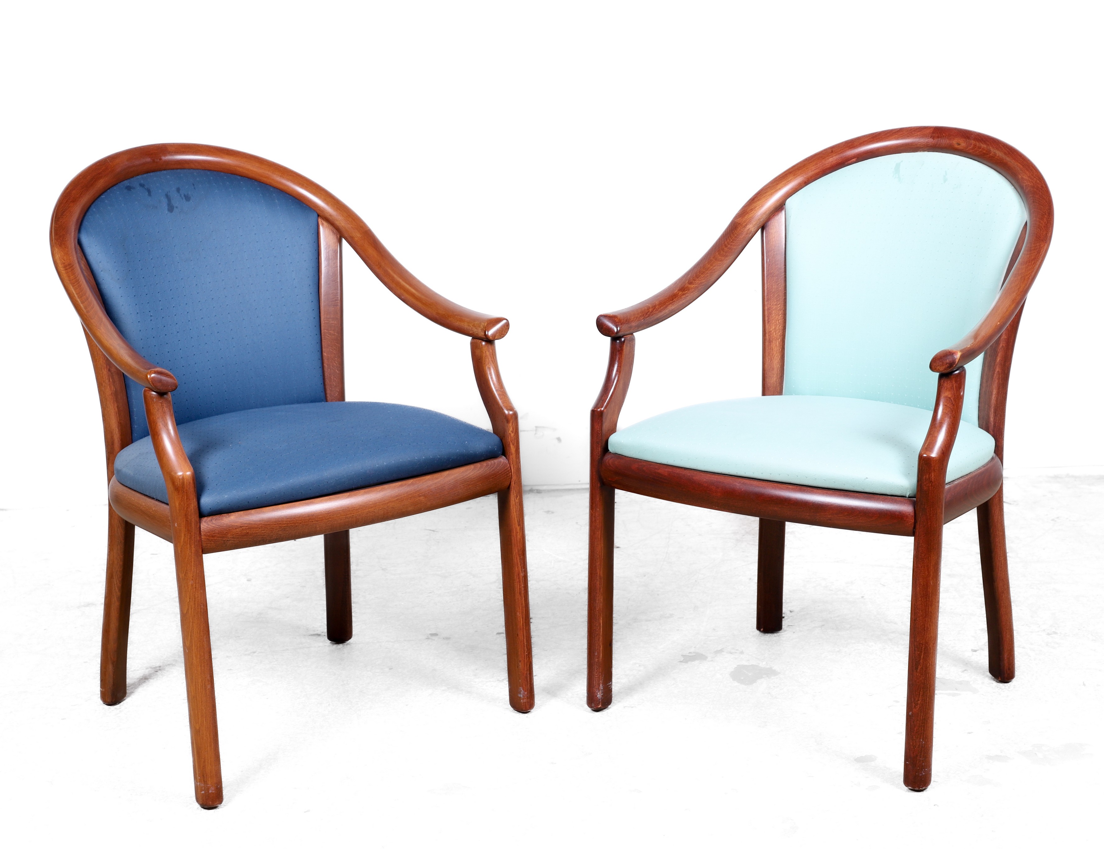 Appraisal: Pair Modern Design upholstered open armchairs by Creative Designs teak