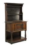 Appraisal: JACOBEAN OAK CUPBOARD - Step-back Two Piece Oak Cupboard with