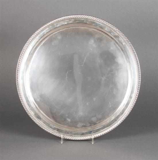 Appraisal: American Georgian style sterling silver tray with gadroon edge Fisher