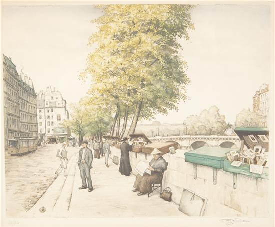 Appraisal: Tavik Frantisek Simon Czech - Booksellers Along the Seine color