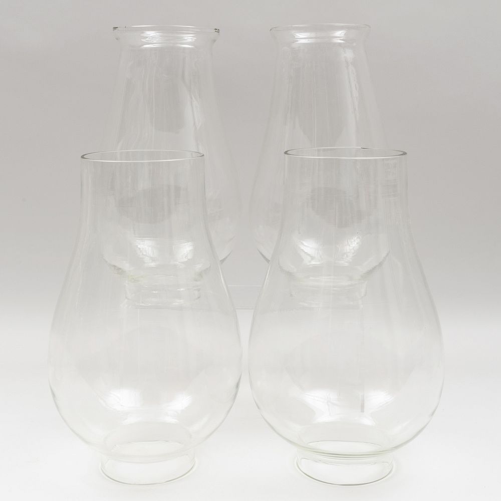 Appraisal: Large Group of Glass Hurricane and Photophore Shades Comprising A