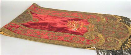 Appraisal: Continental embroidered silk and cutwork textile th century Worked in