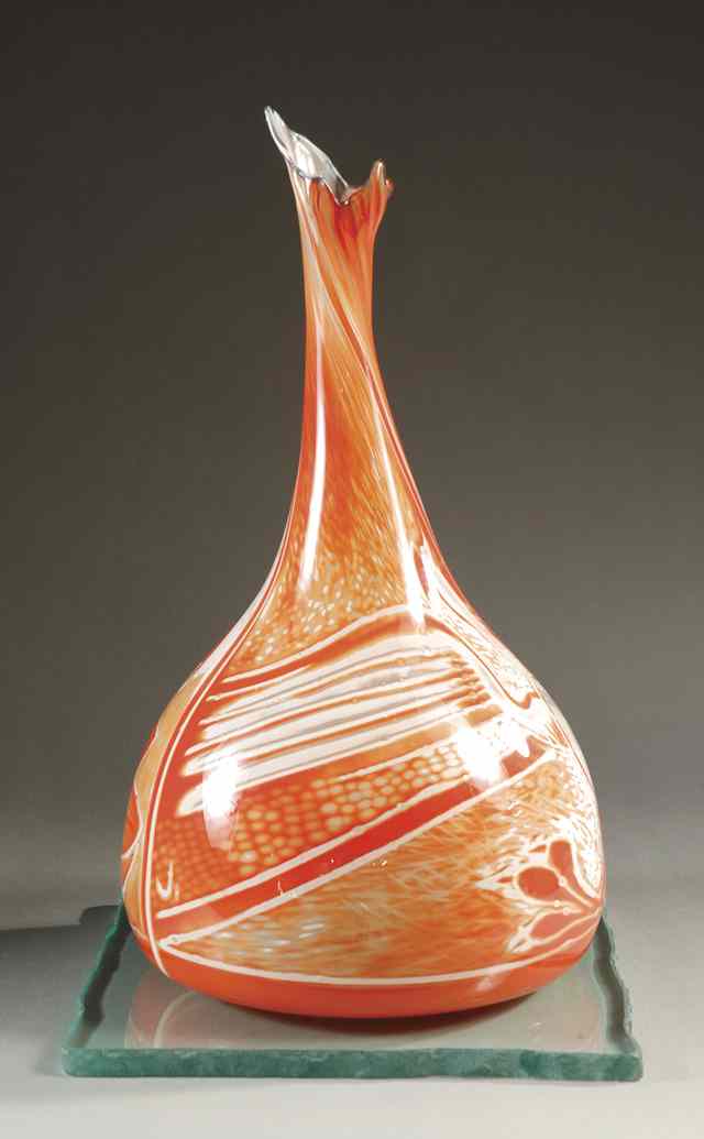 Appraisal: PILCHUCK SCHOOL ART GLASS STYLIZED ''BIRD'' VASE signed ''Curtis Brock