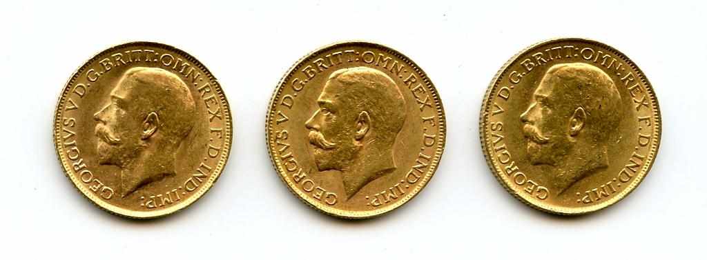 Appraisal: Australia George V Sovereigns -P KM- Lightly circulated a couple