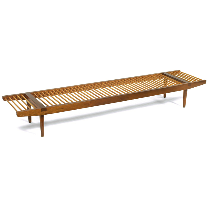 Appraisal: Milo Baughman bench walnut frame with hickory dowels