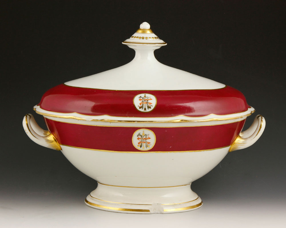 Appraisal: - Armorial Covered Tureen Armorial covered tureen ironstone porcelain h