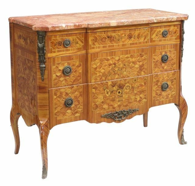 Appraisal: Italian Louis XV style marquetry and parquetry commode th c