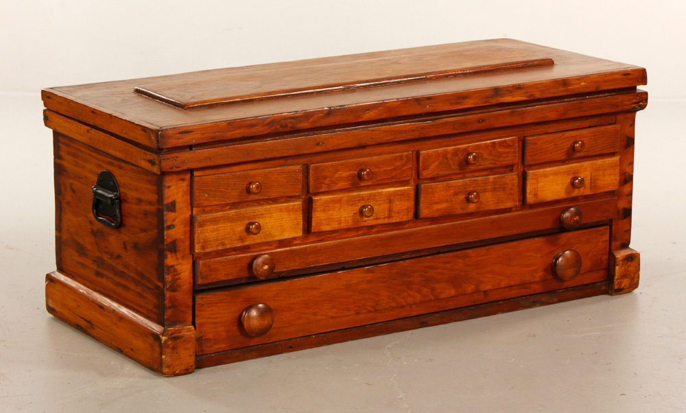 Appraisal: - Antique Country Pine Tool Chest Antique country tool chest