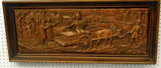 Appraisal: th century style carved wooden panel decorated in relief with