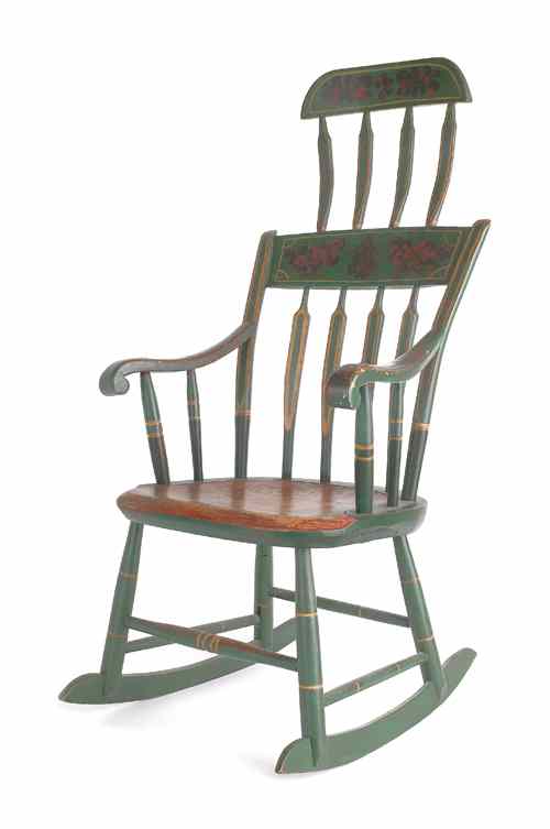 Appraisal: Pennsylvania painted windsor rocking chair with later painted surface h