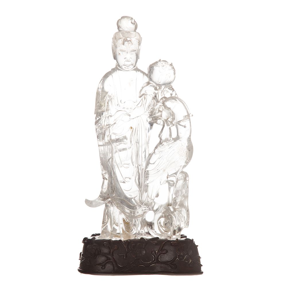 Appraisal: Chinese Carved Rock Crystal Quan-Yin standing figure of goddess with