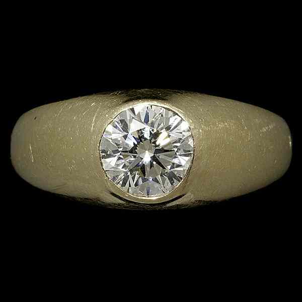 Appraisal: Flush Diamond Solitaire Ring A K yellow gold ring set