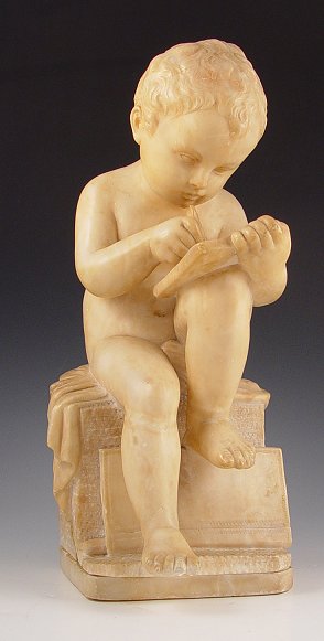 Appraisal: ALABASTER STATUE AFTER CANOVA ''Boy Writing on Tablet'' '' t