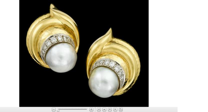 Appraisal: karat yellow gold pearl and diamond earrings A ClunnTwisted tear