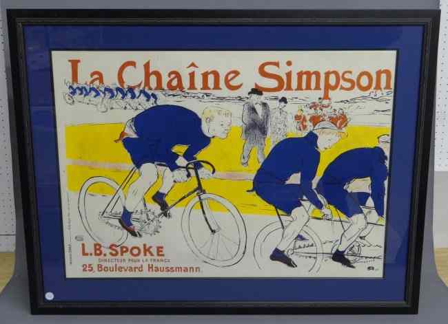 Appraisal: Eary poster ''La Chaine Simpson'' Artist de Toulouse Lautrec Frame