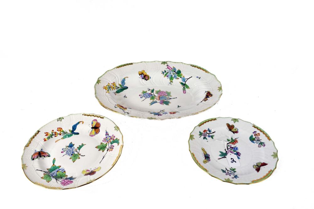 Appraisal: THREE HEREND PORCELAIN SERVING ITEMSEach marked on the underside In