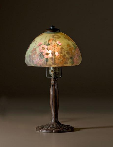 Appraisal: HANDEL BOUDOIR LAMP ca A domical glass shade with molded