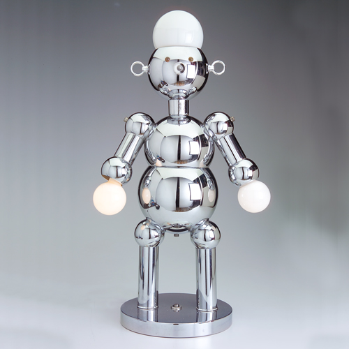 Appraisal: TORINO Italy Large figural Robot lamp in polished chrome Remnant