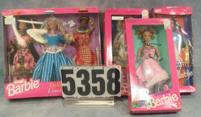 Appraisal: Pink Boxed barbie Dolls MIB native American Parisian Eskimo and