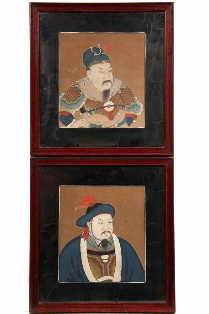 Appraisal: PAIR CHINESE GOUACHE - Bust Portraits of Dignitaries in Court