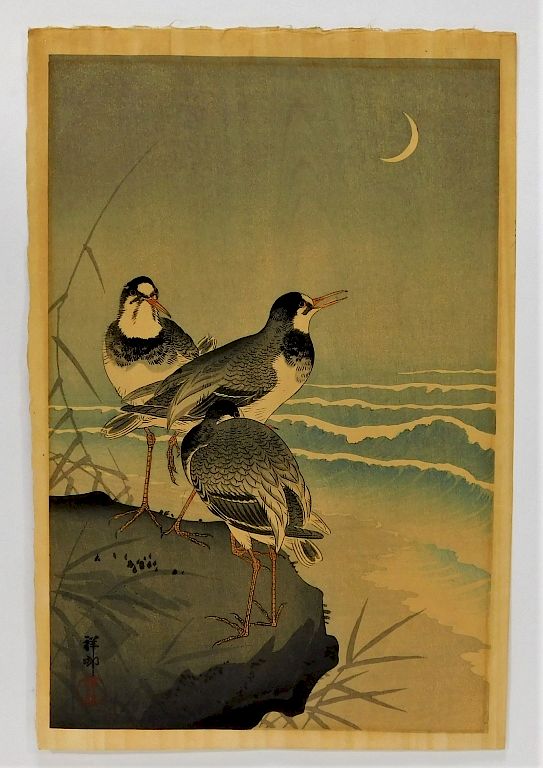 Appraisal: Japanese Birds by the Sea Woodblock Print Japanese Birds by