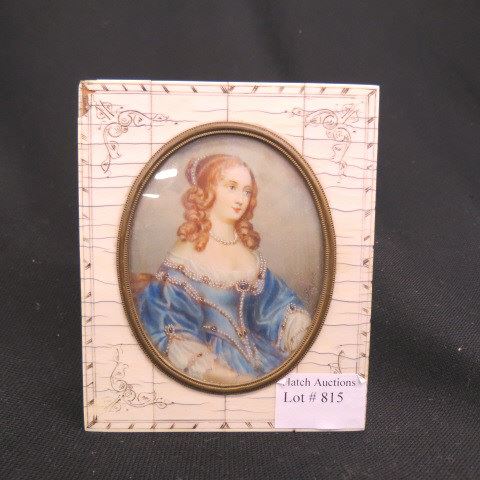 Appraisal: Ivory Dresser Box with Miniature on IvoryPortrait of a Countess