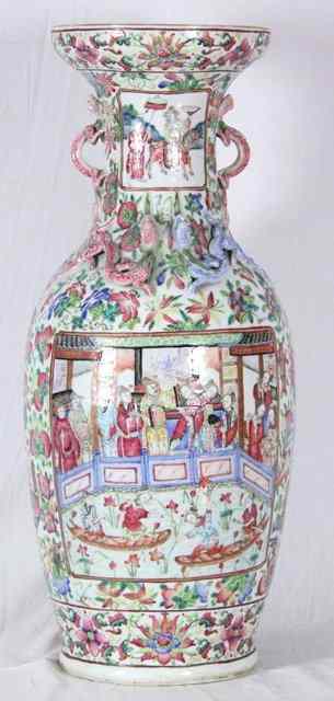 Appraisal: A Chinese baluster vase th Century with moulded handles and