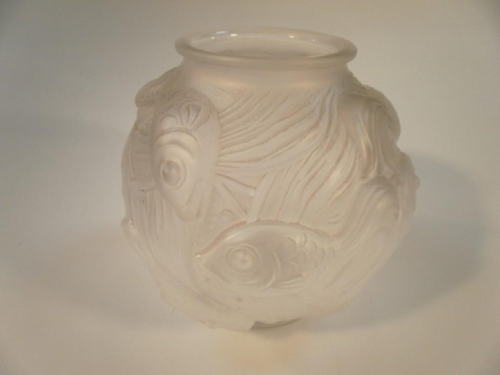 Appraisal: A thC moulded glass cylindrical vase moulded in relief with