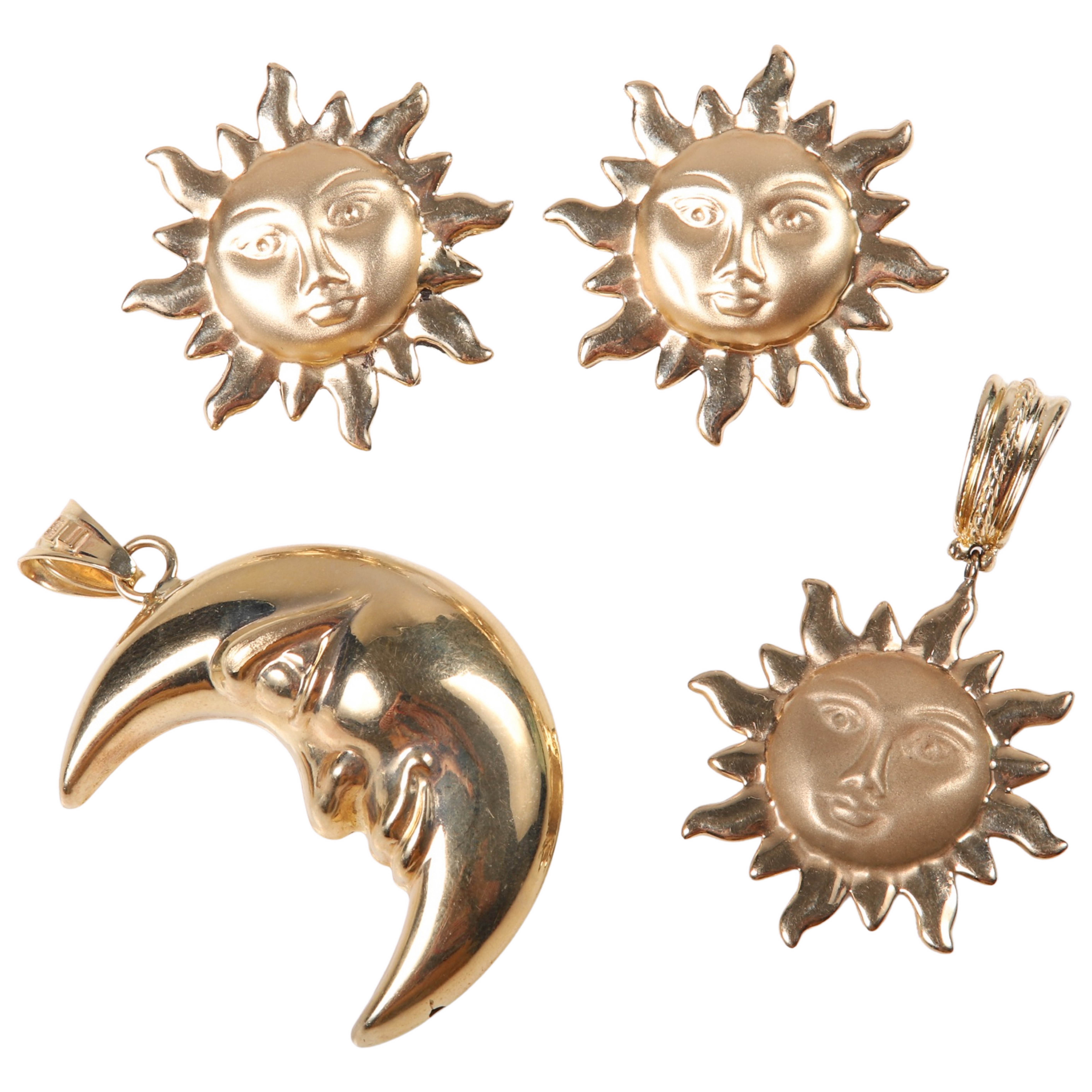 Appraisal: K sun and moon jewelry group to include K Italy