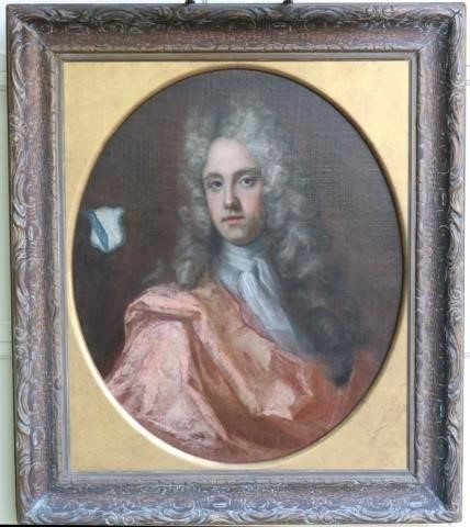 Appraisal: TH C ENGLISH OIL PAINTING OF SIR THOMAS STANLEYWITH COAT