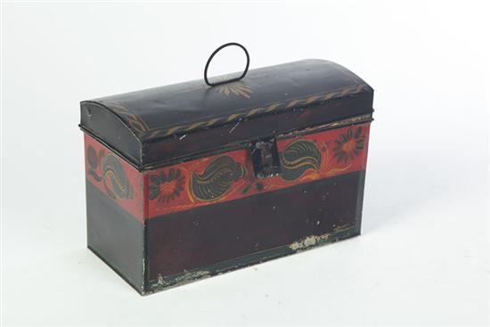 Appraisal: TOLE DOCUMENT BOX American possibly Maine nd quarter- th century