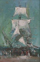 Appraisal: Bernard Lennon American - Sailing Schooner Oil on masonite signed